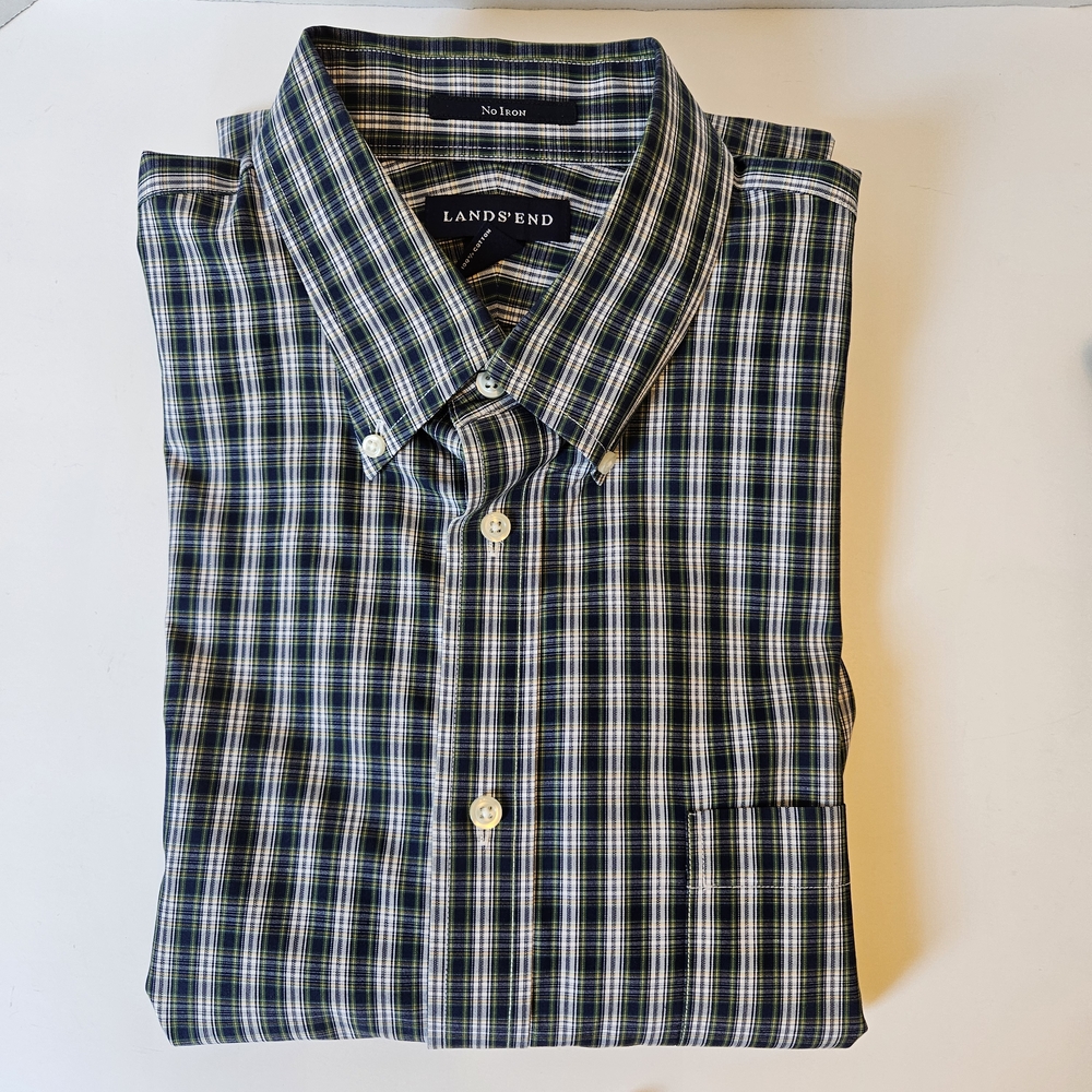LANDS' END Men's Traditional Fit No Iron Twill Shirt Size 16-35